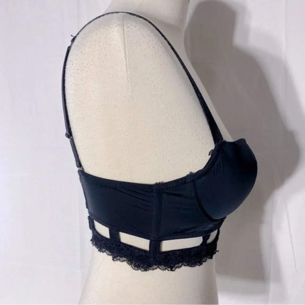 La Senza Black Bustier Bra W Gold Dots And Lace Trim 36B - Picture 6 of 12
